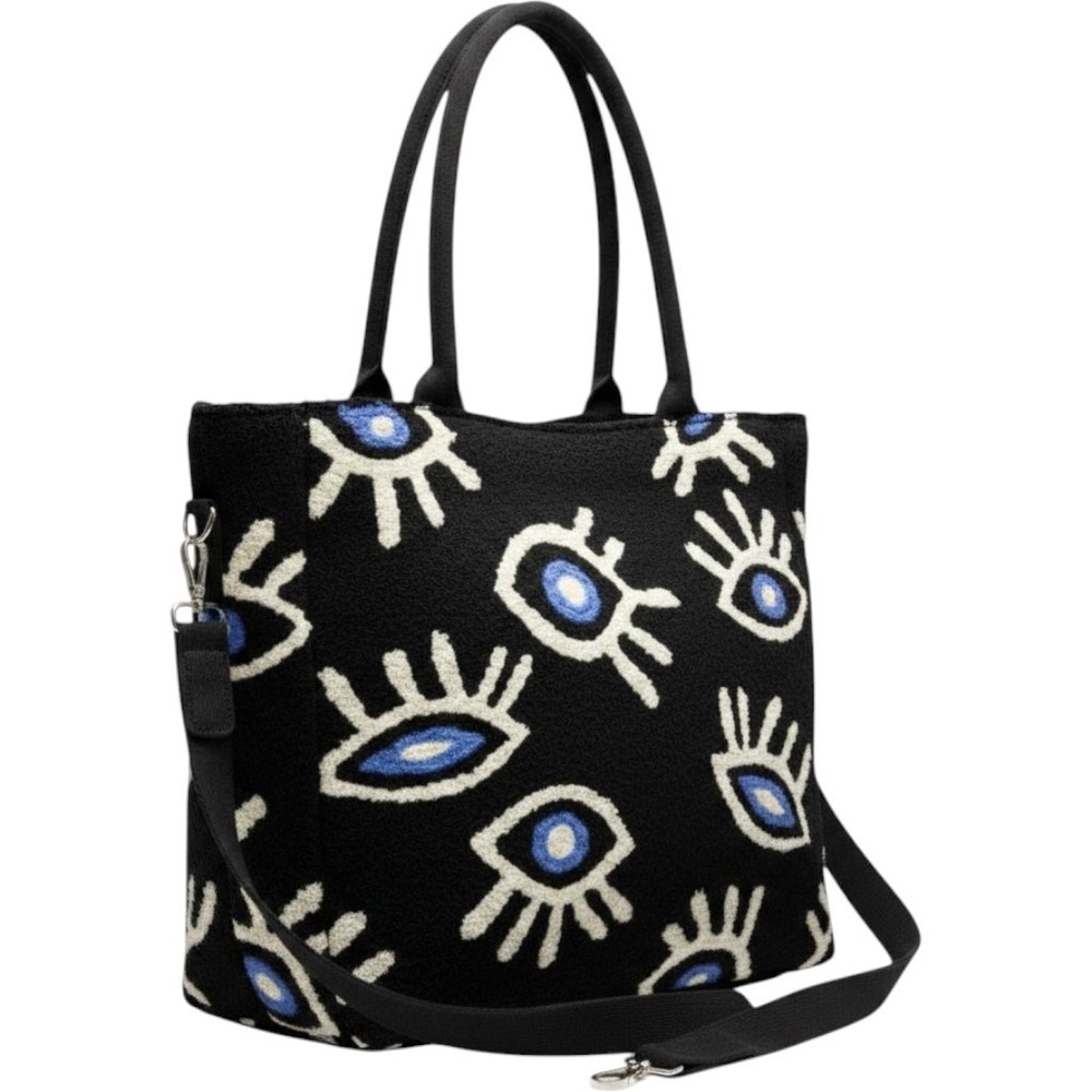 America And Beyond Whimsical Evil Eye Tote Black NWT